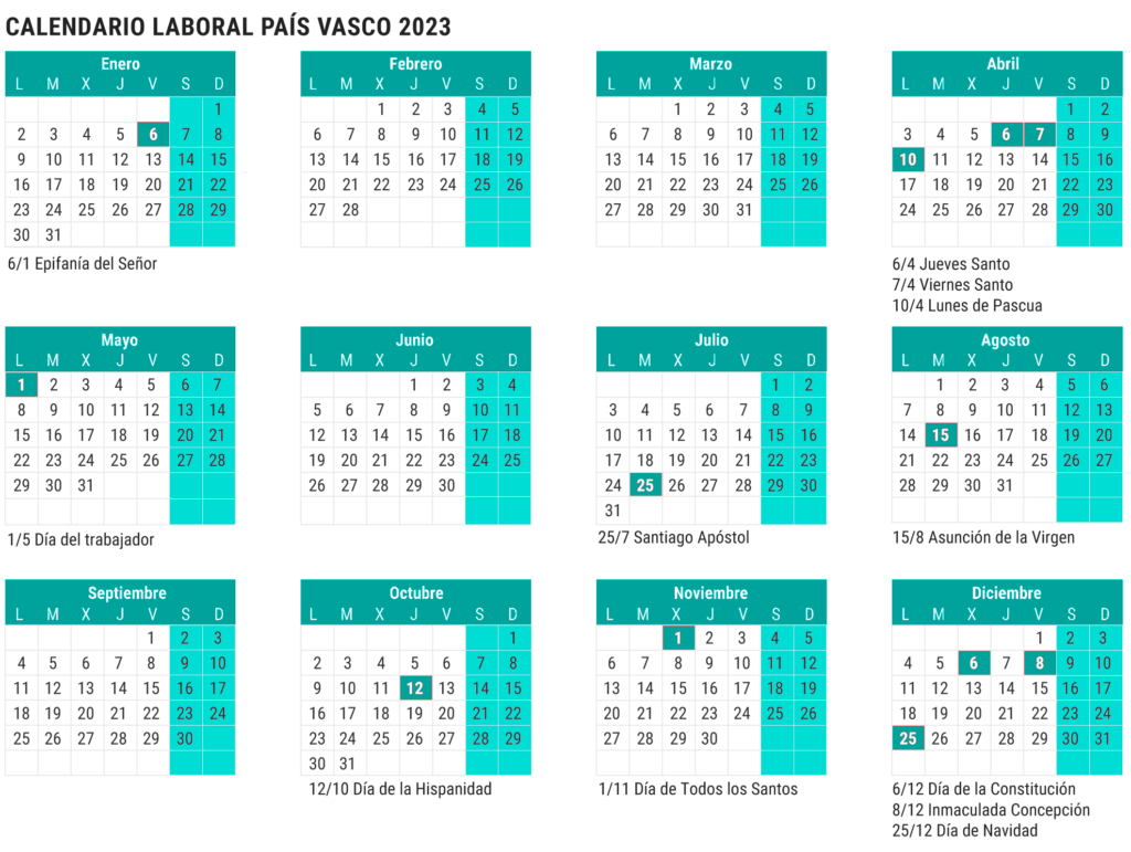 calendario laboral país vasco Euskadi 2023