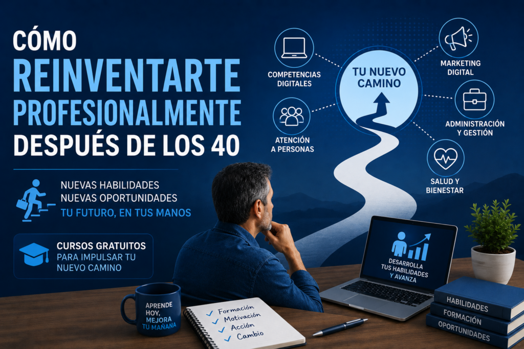 Cómo reinventarte profesionalmente después de los 40 sin gastar dinero