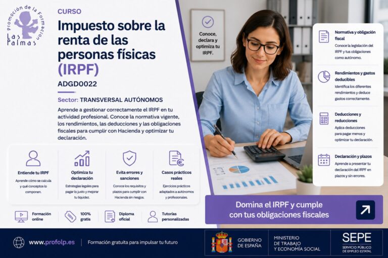 Cursos gratis online de Impuesto sobre la renta de las personas físicas (IRPF) ADGD0022 sector TRANSVERSAL AUTÓNOMOS profolp