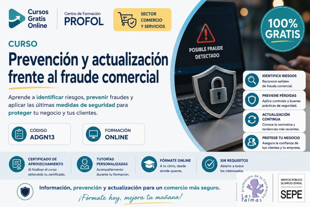 Cursos gratis online de Prevención y actualización frente al fraude comercial ADGN13 Sector Hosteleria y Turismo profol