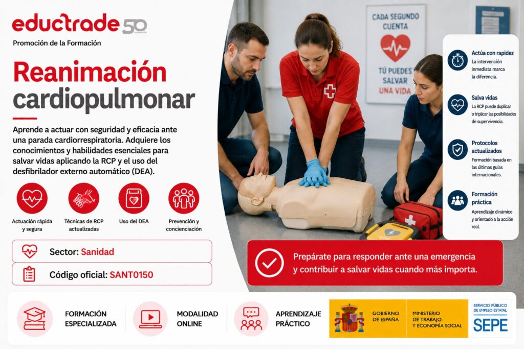 Cursos gratis online de Reanimación cardiopulmonar SANT0150 sector SANIDAD eductrade
